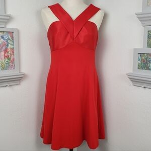 Phoebe Red Satin Fit & Flare Halter Formal Gown sz 4